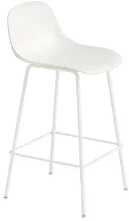 Muuto Fiber Baarituoli Tube Base ja Selkänoja Valkoinen/Valkoinen H87,5 cm