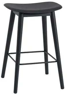 Muuto Fiber -baarituoli, puujalusta, musta/musta H66 cm