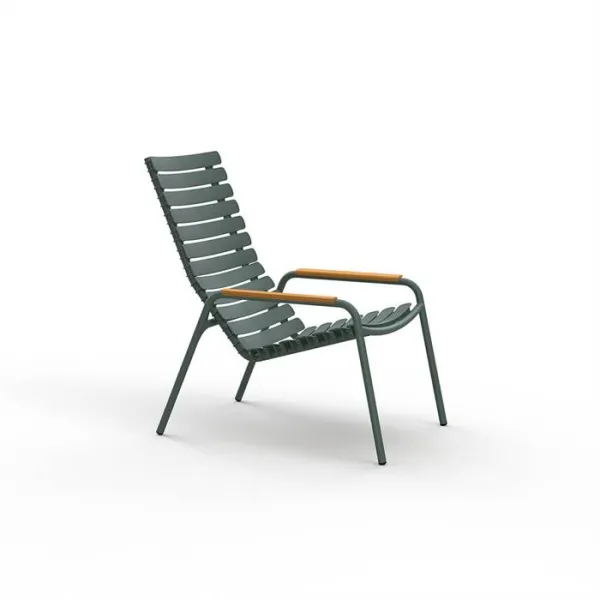 HOUE ReCLIPS lepotuoli kierrätysmuovista bambuksella - Olive Green