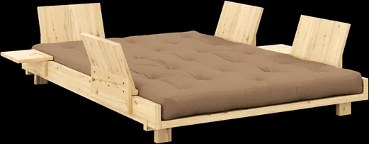 Karup Design Social Vuodesohva, jossa 4 selkänojaa, sivupöytä ja patja 140x200 Mocca/Kirkaslakattu