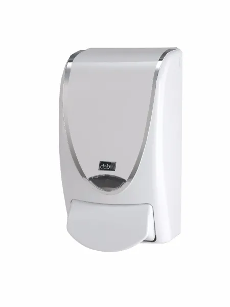 Deb Stoko White Silverline -annostelija, valkoista muovia, hopeareunuksella, 1 L