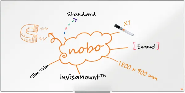 Nobo Impression Pro emaloitu valkotaulu 180x90cm valkoinen